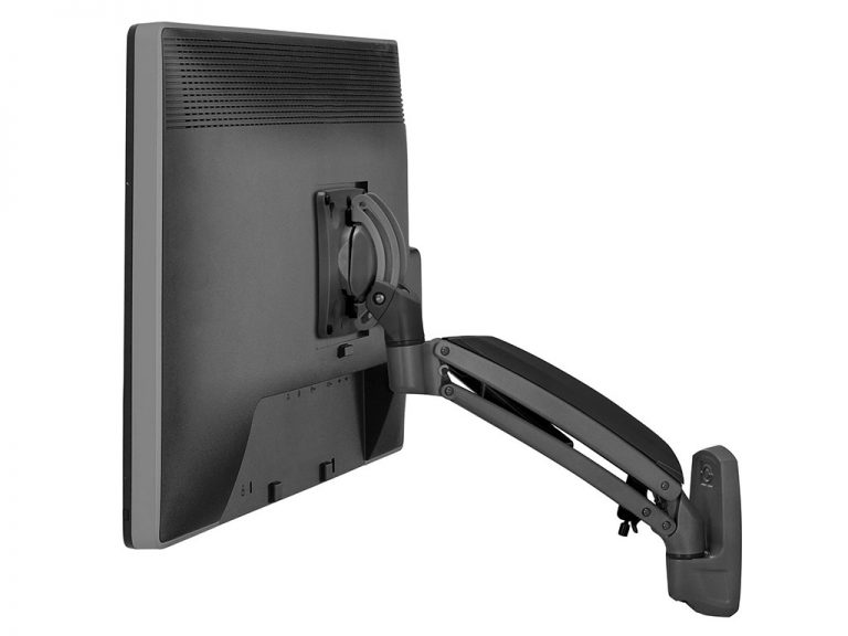 Ergonomic monitor arm in use