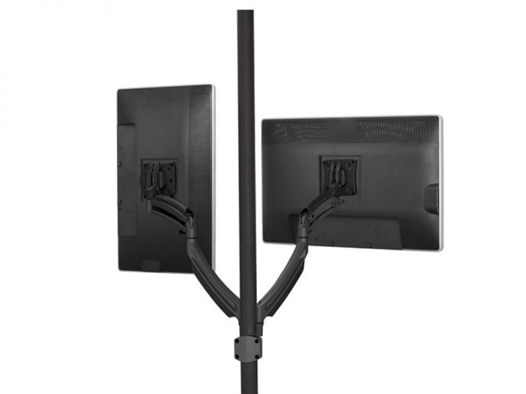 Back view of two monitors