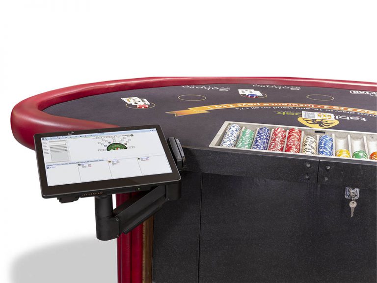 Poker table with chips and screen