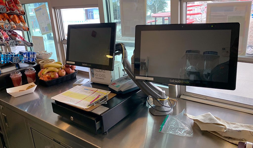 Cash register and fruit display