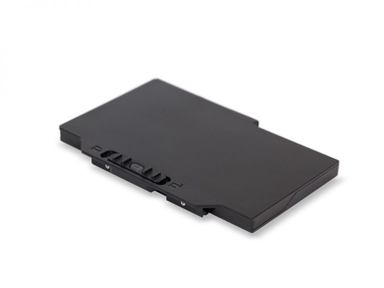 Compact black device with buttons