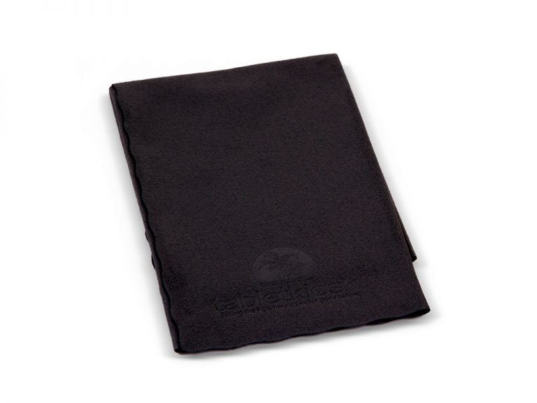 Black fabric material folded flat