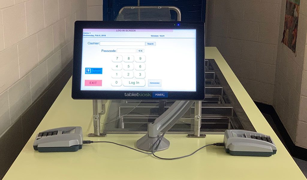 Touchscreen monitor with login interface