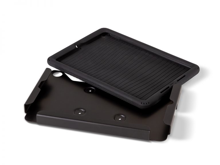 Black tablet case on white background
