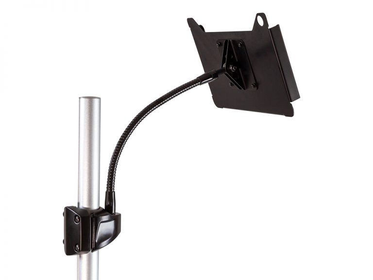 Adjustable device stand on pole