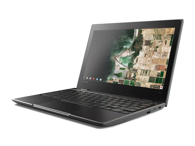 Chromebook with colorful landscape display