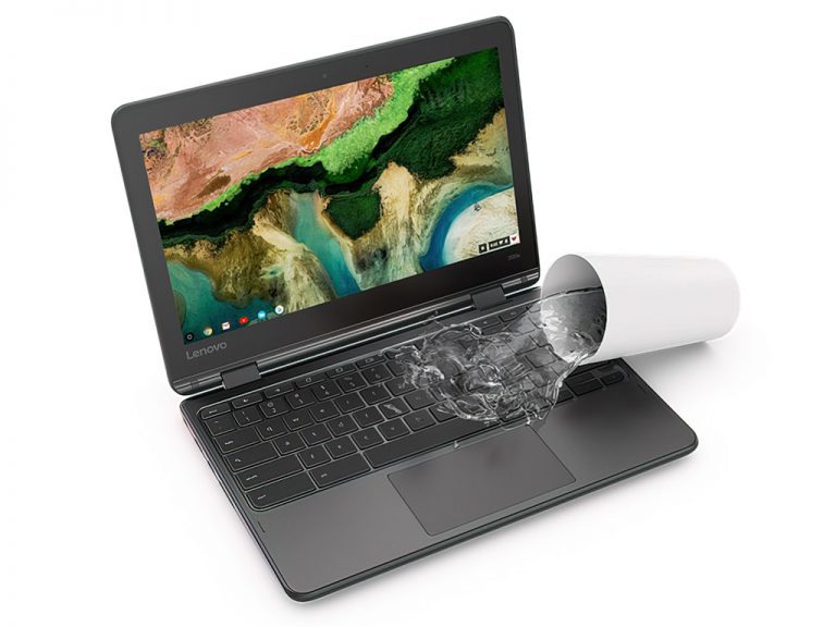 Liquid pouring over laptop keyboard