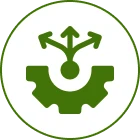 Green gear icon with arrows