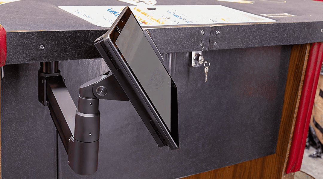 Mounted tablet on adjustable arm