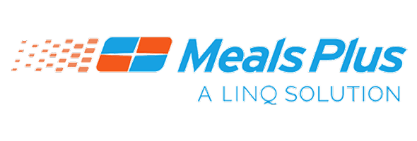 Blue and orange Meals Plus branding