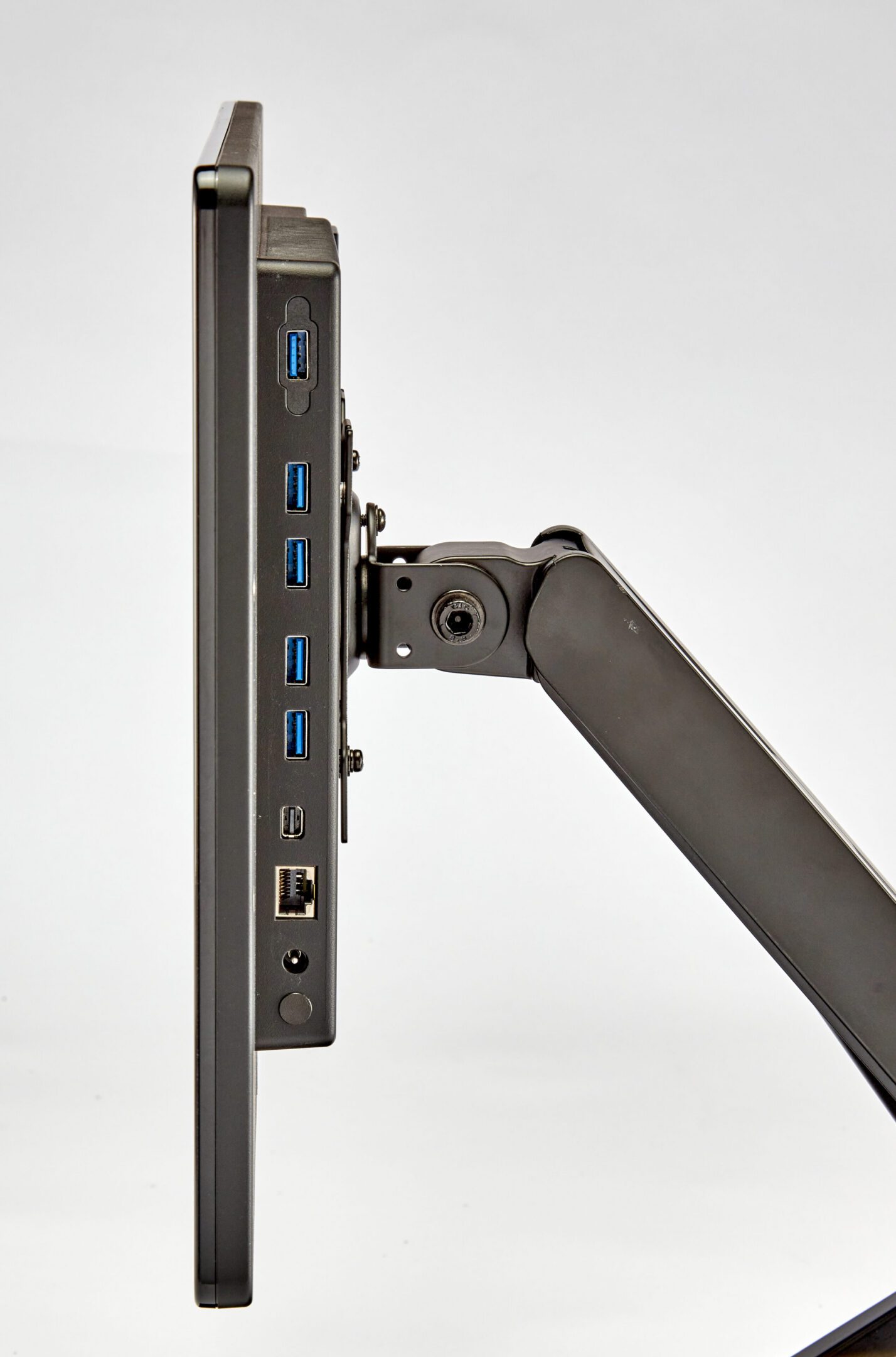 Side view of monitor with USB ports