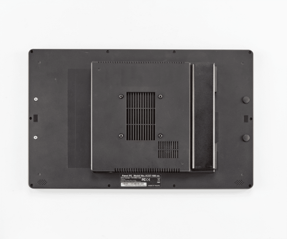 Back of black flat-screen monitor
