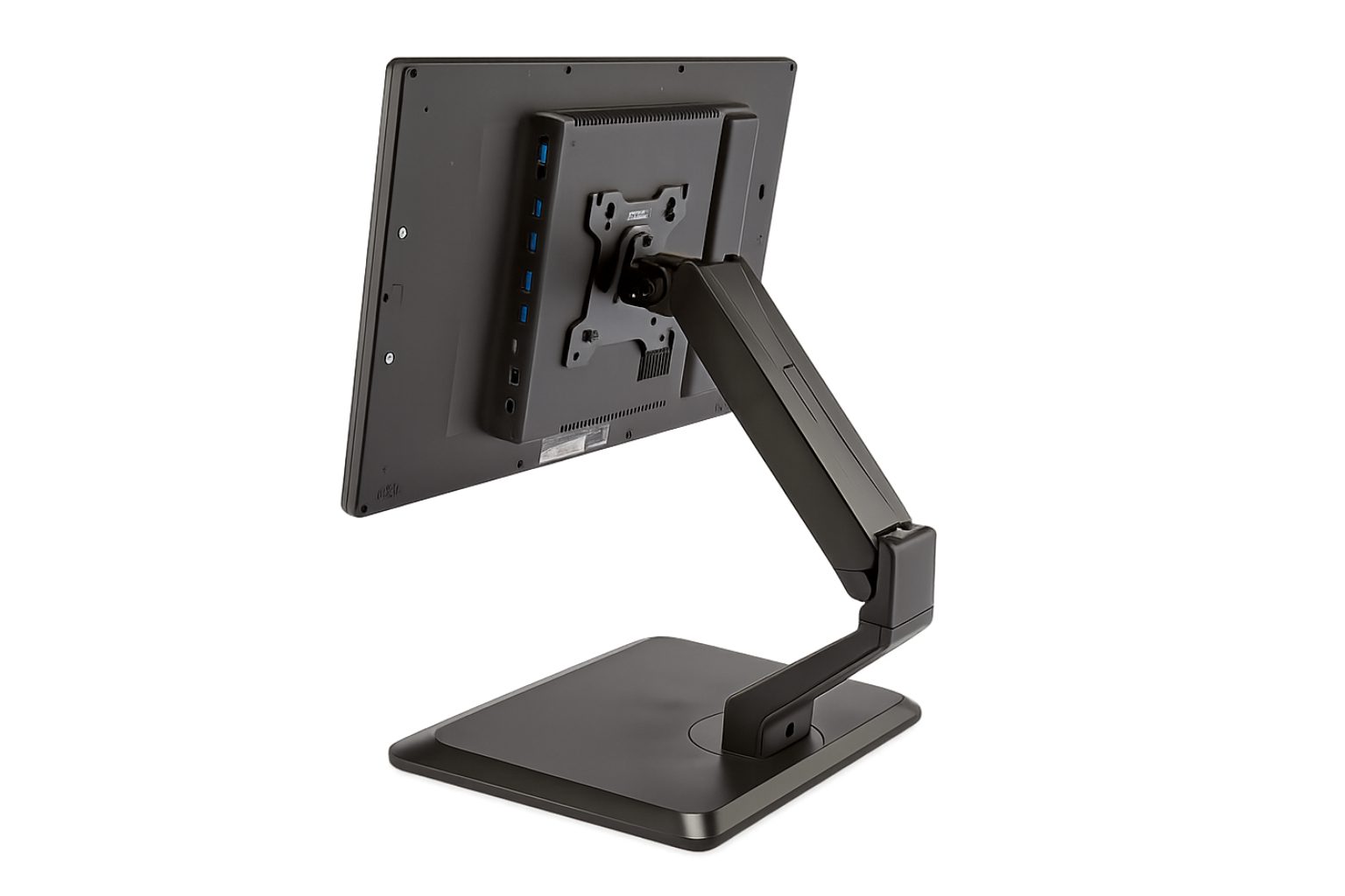 Adjustable monitor arm on desk stand