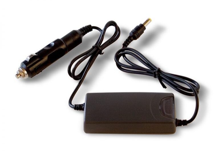 Black car charger with plug connector