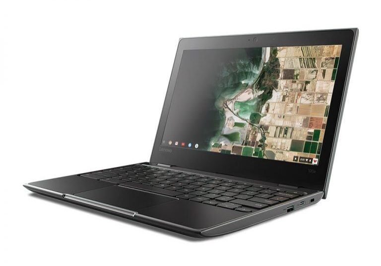 Chromebook with colorful landscape display